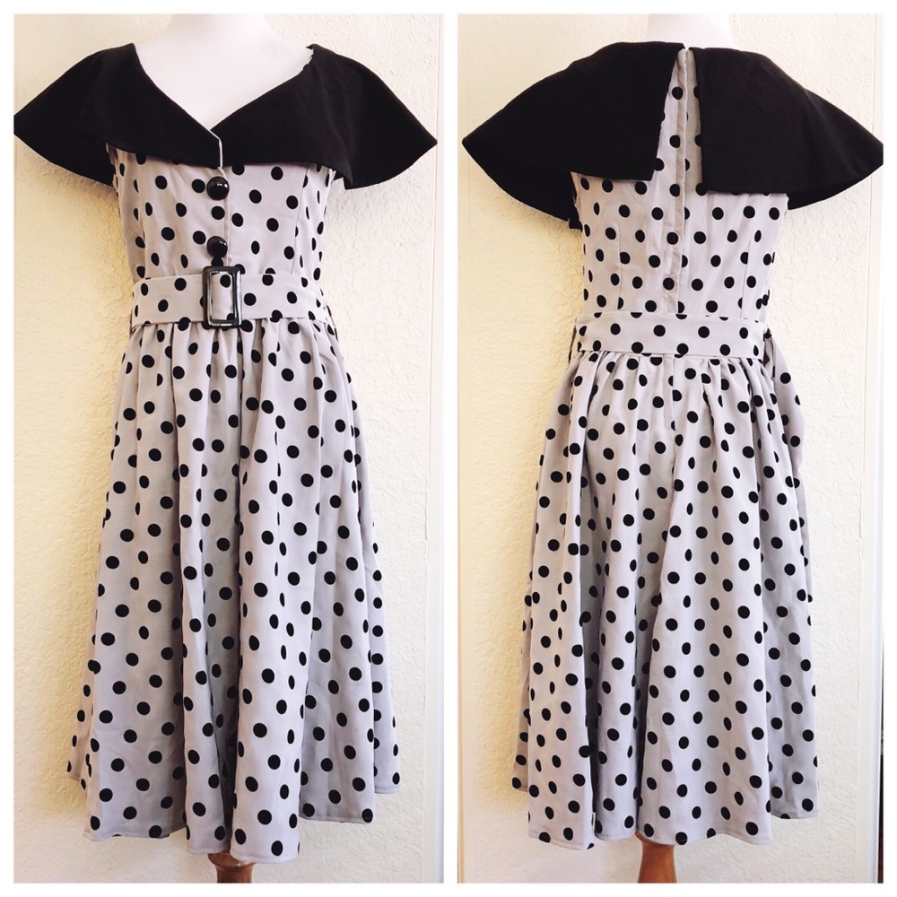 Black and Grey Polkadot Collectif Dress